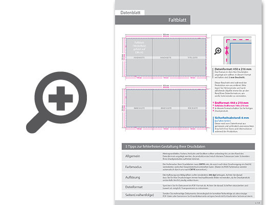 Product Bild faltblatt__gefalzt_auf_din_a5__6-seiter_(zickzackfalz)__beidseitig_bedruckt_(4_4_farbig_+_1_sonderfarbe_hks)
