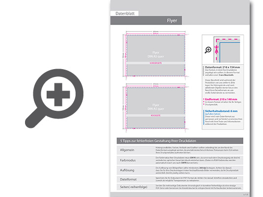 Product Bild multiloft-flyer_din_a5_quer_(21_0_cm_x_14_8_cm)_einseitig_folienkaschiert_matt_und_einseitiger_hei__folienpr__gung_silber__4_4_farbig_(beidseitiger_druck)