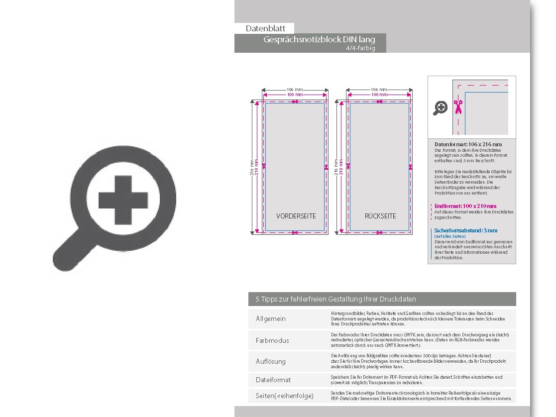 Product Bild gespr__chsnotizblock__din_lang__100_blatt__4_4_farbig_beidseitig_bedruckt