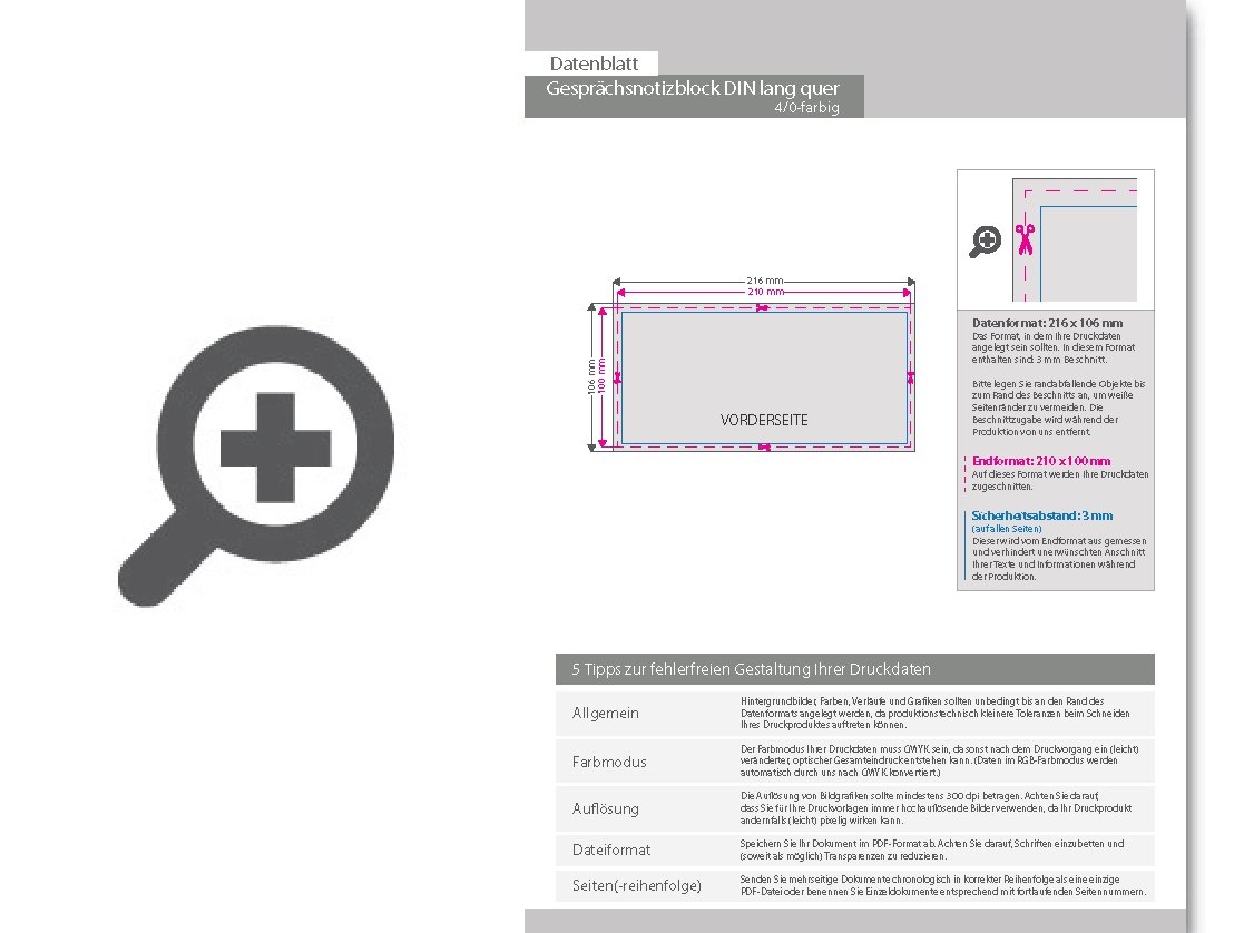 Product Bild gespr__chsnotizblock__din_lang_quer__200_blatt__4_0_farbig_einseitig_bedruckt
