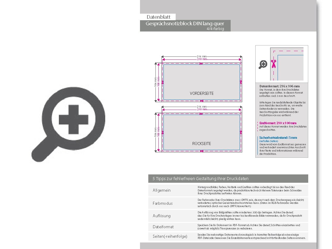 Product Bild gespr__chsnotizblock__din_lang_quer__50_blatt__4_4_farbig_beidseitig_bedruckt
