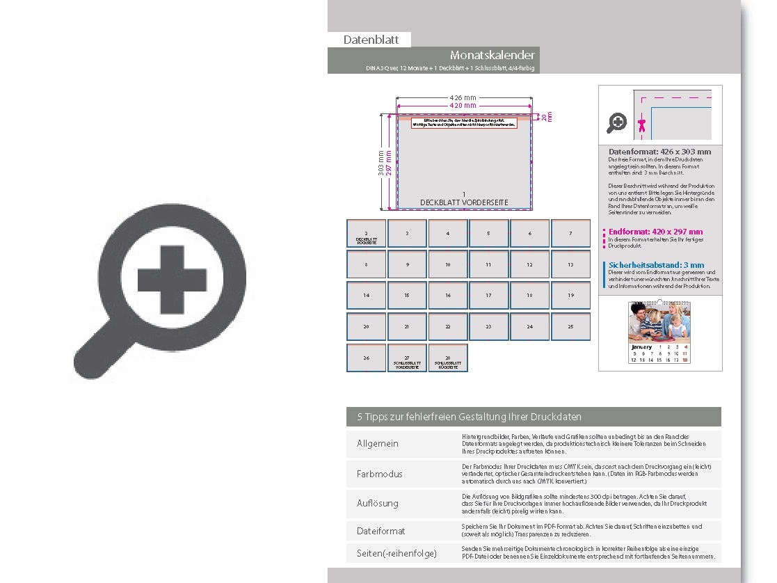 Product Bild monatskalender_14_blatt_(12_monate_+_1_deckblatt_+_1_schlussblatt)__beidseitig_bedruckt_4_4_farbig__din_a3_quer_(420_x_297_mm)