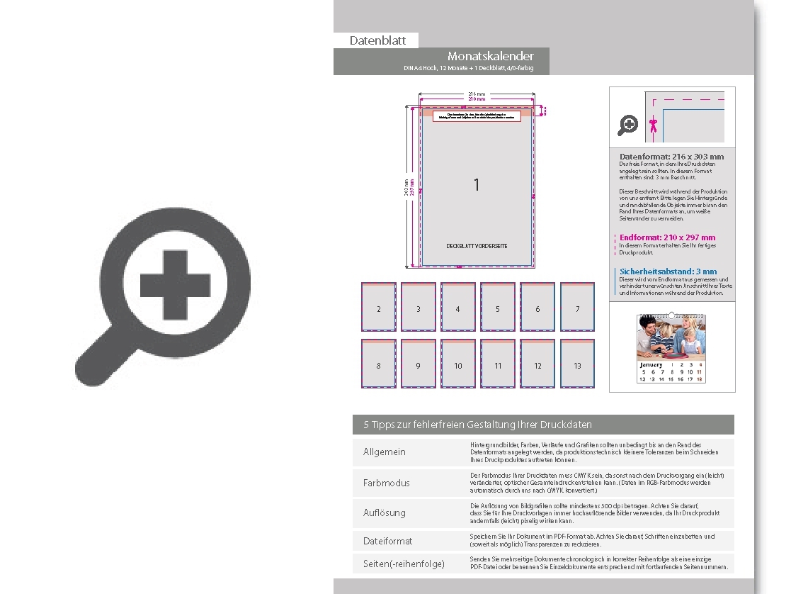 Product Bild monatskalender_13_blatt_(12_monate_+_deckblatt)__einseitig_bedruckt_4_0_farbig__din_a4_hoch_(210_x_297_mm)