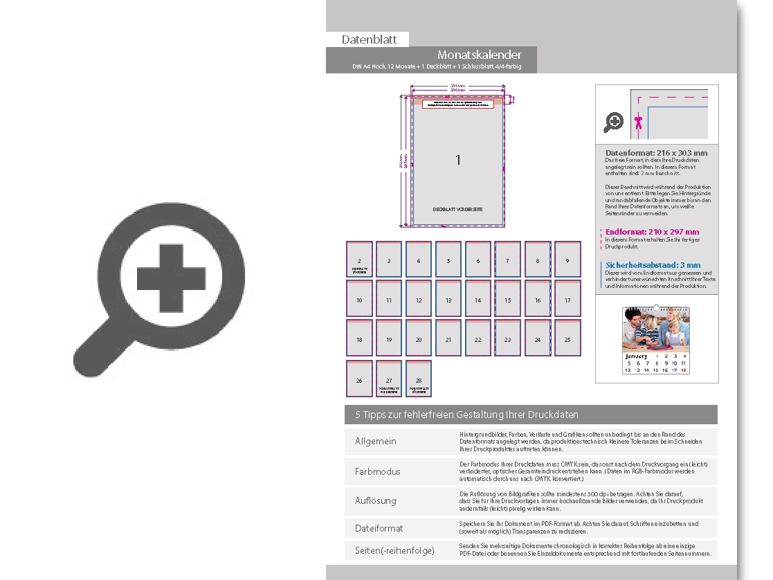 Product Bild monatskalender_14_blatt_(12_monate_+_1_deckblatt_+_1_schlussblatt)__beidseitig_bedruckt_4_4_farbig__din_a4_hoch_(210_x_297_mm)