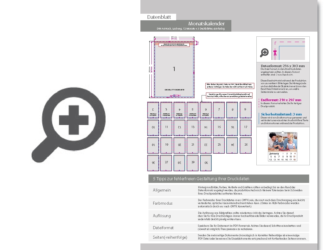 Product Bild monatskalender_mit_lochung_15_blatt_(12_monate_+_3_deckbl__tter)__beidseitig_bedruckt_4_4_farbig__din_a4_hoch_(210_x_297_mm)