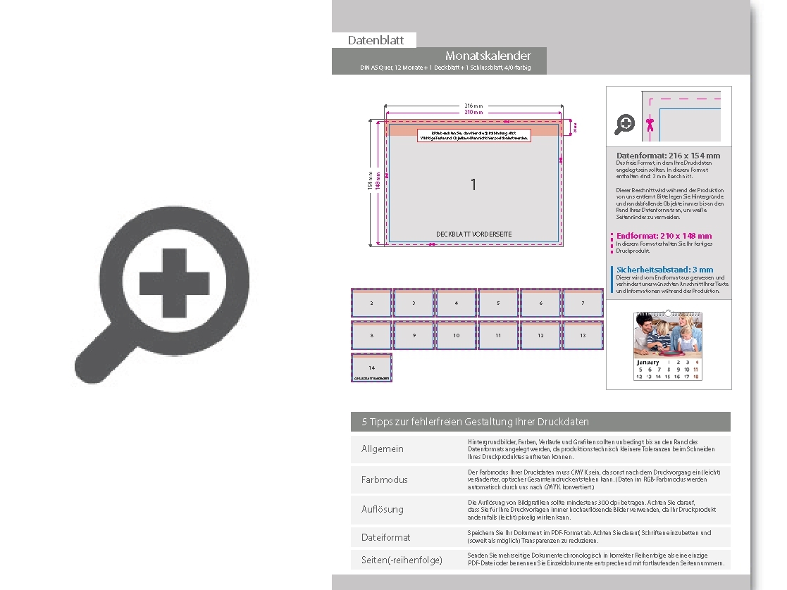 Product Bild monatskalender_14_blatt_(12_monate_+_1_deckblatt_+_1_schlussblatt)__einseitig_bedruckt_4_0_farbig__din_a5_quer_(210_x_148_mm)