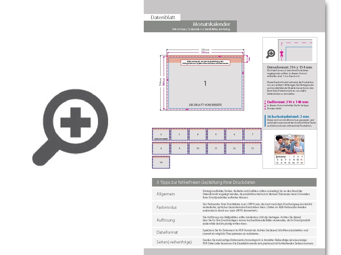 Product Bild monatskalender_14_blatt_(12_monate_+_2_deckbl__tter)__einseitig_bedruckt_4_0_farbig__din_a5_quer_(210_x_148_mm)