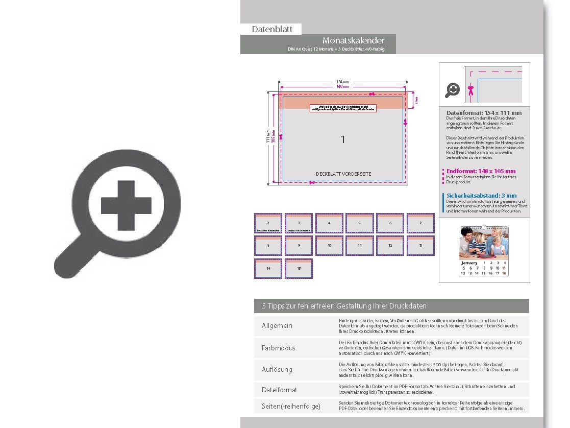 Product Bild monatskalender_15_blatt_(12_monate_+_3_deckbl__tter)__einseitig_bedruckt_4_0_farbig__din_a6_quer_(148_x_105_mm)