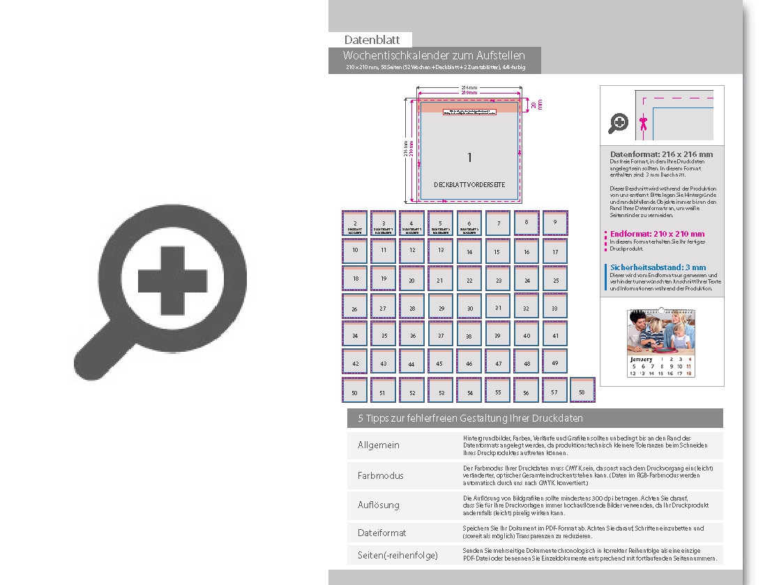 Product Bild wochentischkalender_zum_aufstellen_58_seiten_(52_wochen_+_deckblatt_+_2_zusatzbl__tter)__quadrat_(210_x_210_mm)